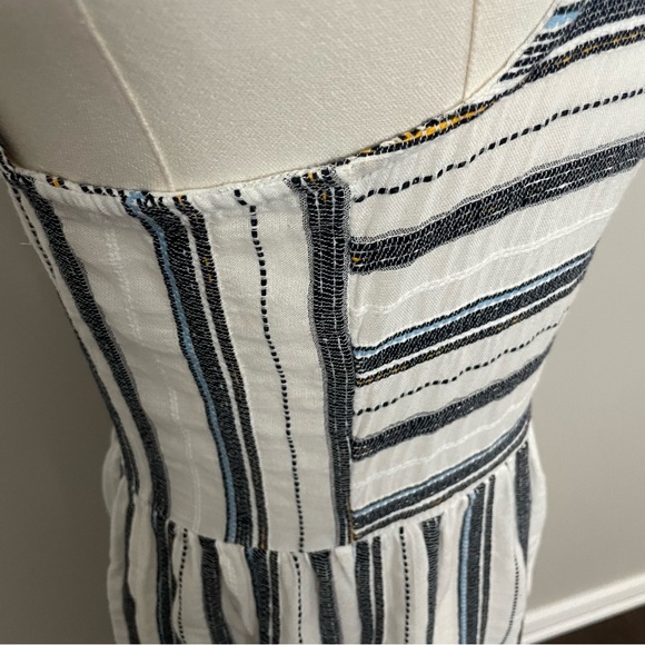 Zara Dres Midi Striped Cotton Button Front Pockets Coastal Beach Cottagecore - Picture 8 of 12